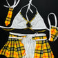 Yellow/White Plaid School Girl Skirt Lingerie Outfit