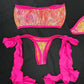 Hot Pink/Metallic Spandex Two-Piece Lingerie Outfit