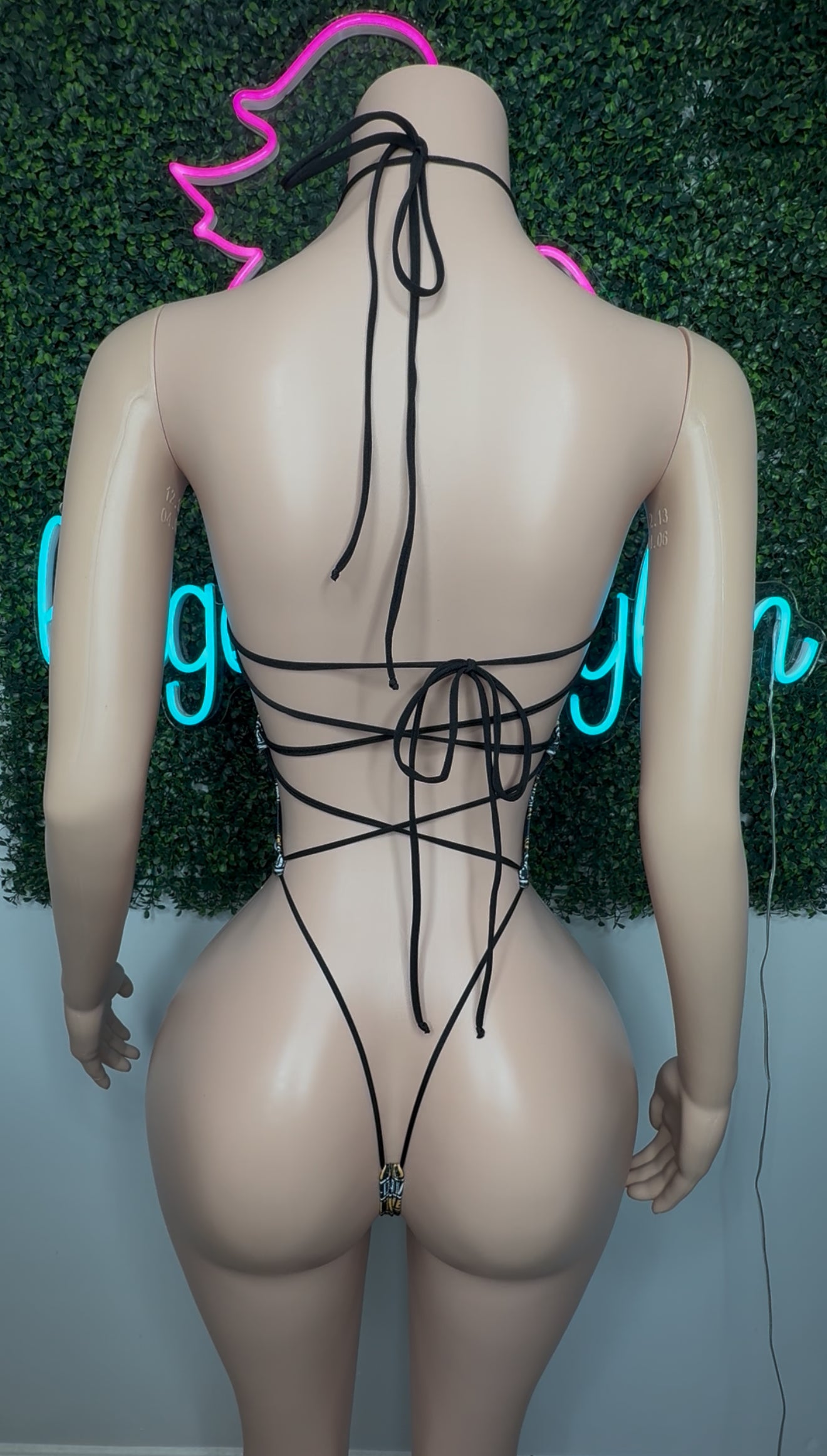Black Harley Spandex One-Piece Lingerie Outfit