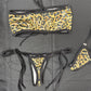 Holographic Cheetah Animal Print Tube Top/Side-Tie Bikini Bottoms Two-Piece Lingerie Outfit