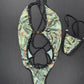 Holographic Money Print/Black Spandex One-Piece Lingerie Outfit