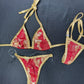 Gold/Red Ombré Two-Piece Bikini Lingerie Outfit