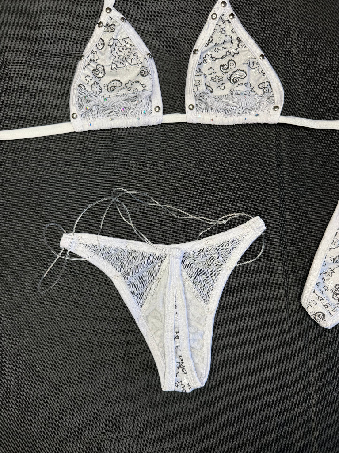 White Bandana/White Spandex Two-Piece Bikini Lingerie Outfit