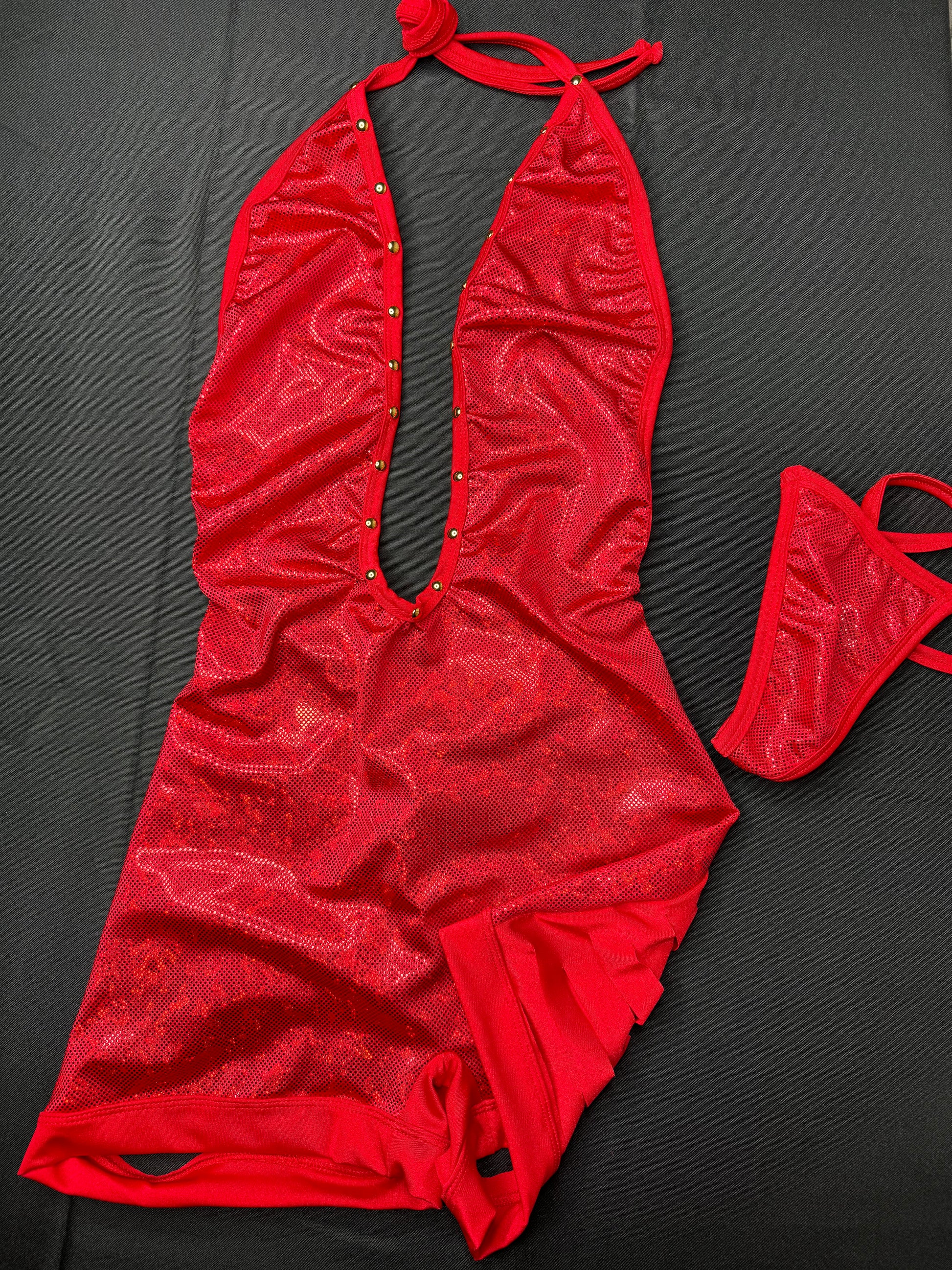 Metallic Red One-Piece Stripper Outfit – Lingeriebydylan