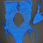 Royal Blue Mesh One-Piece Lingerie Outfit