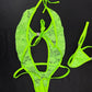 Neon Green Lace One-Piece Lingerie Outfit