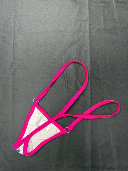 White Designer/Fuchsia Hot Pink Spandex Two-Piece Shorts Lingerie Outfit