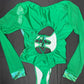 Green Animal Print Spandex/Green Mesh One-Piece Leotard Lingerie Outfit