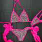 Hot Pink Cheetah Print Spandex Two-Piece Bikini Lingerie Outfit