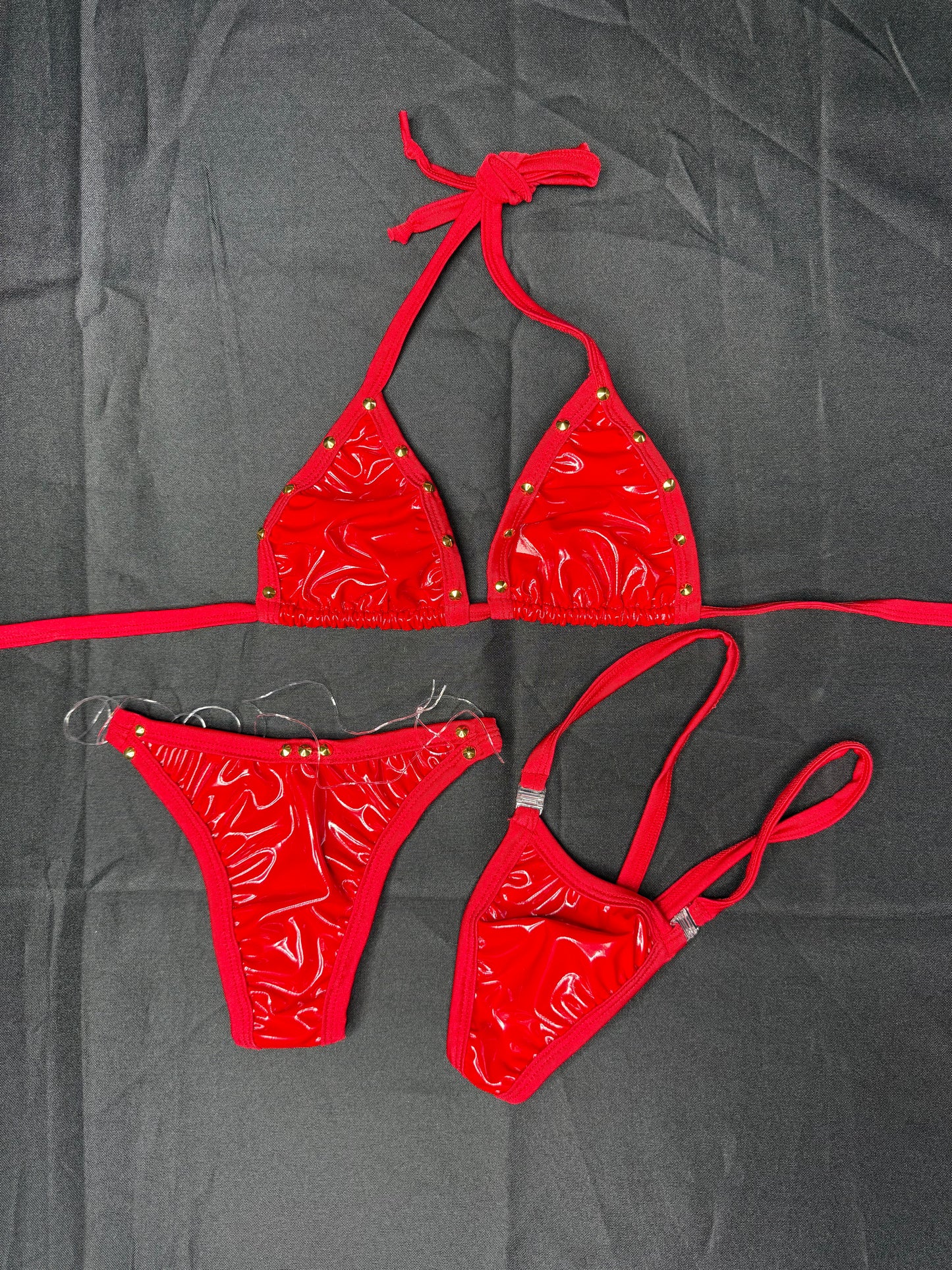 Red Latex Bikini w/ Leg Pieces