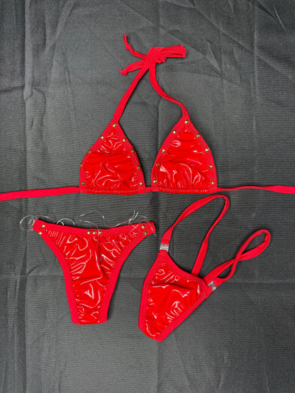 Red Latex Bikini w/ Leg Pieces