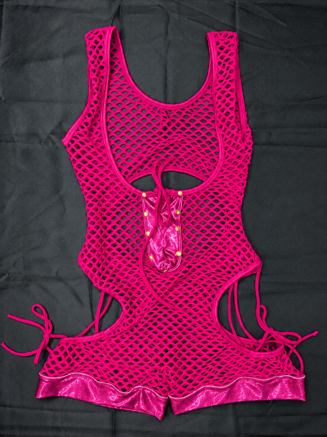 Fuchsia Net & Mystique Berry/Fuchsia Romper Lingerie Outfit