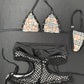 Plaid Designer/Black Bikini Top/Shorts Two-Piece Lingerie Outfit