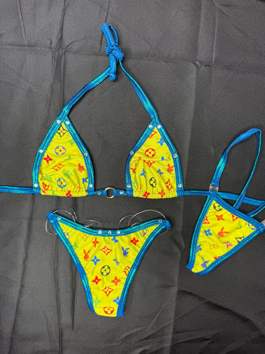 Yellow Bunny Designer Two-Piece Bikini Lingerie Outfit