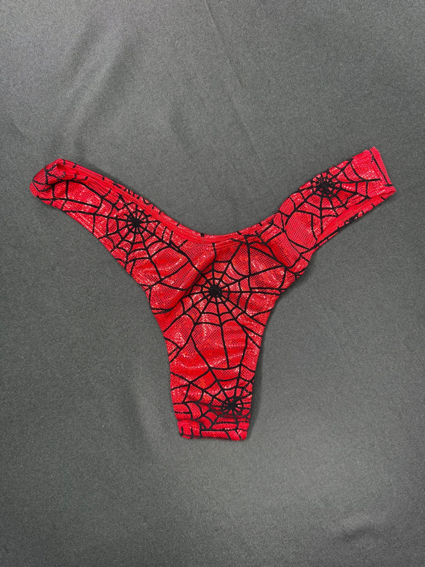 Red Web Nylon/Spandex Red Mesh One-Piece Cheeky Thong Lingerie Outfit