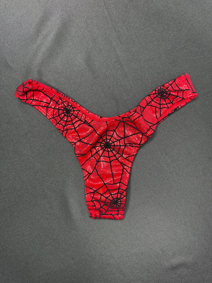 Red Web Nylon/Spandex Red Mesh One-Piece Cheeky Thong Lingerie Outfit