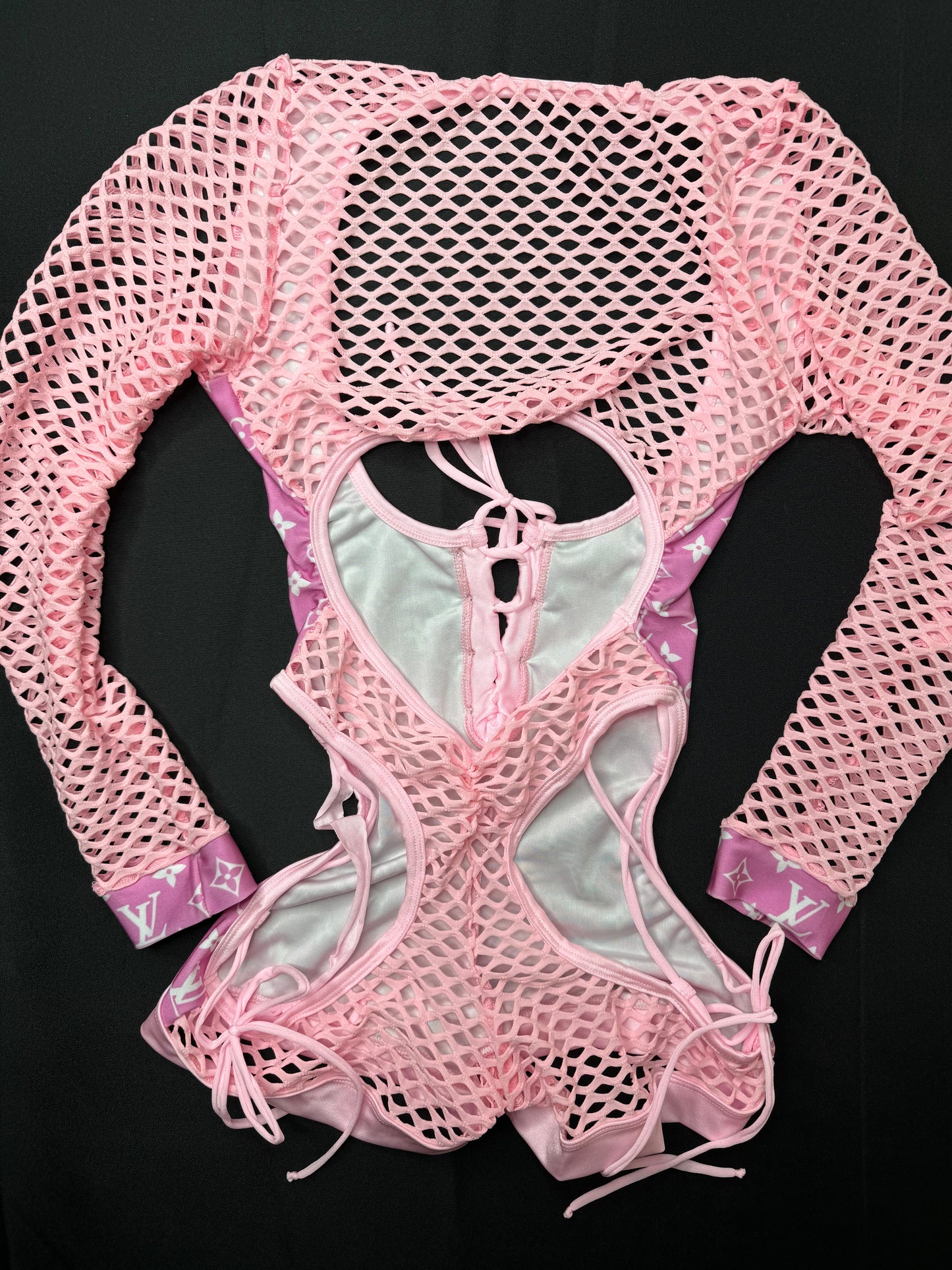 Baby Pink One-Piece Bartender Romper Lingerie Outfit