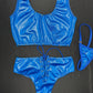Blue Sports Bra/Shorts Two-Piece Lingerie Outfit