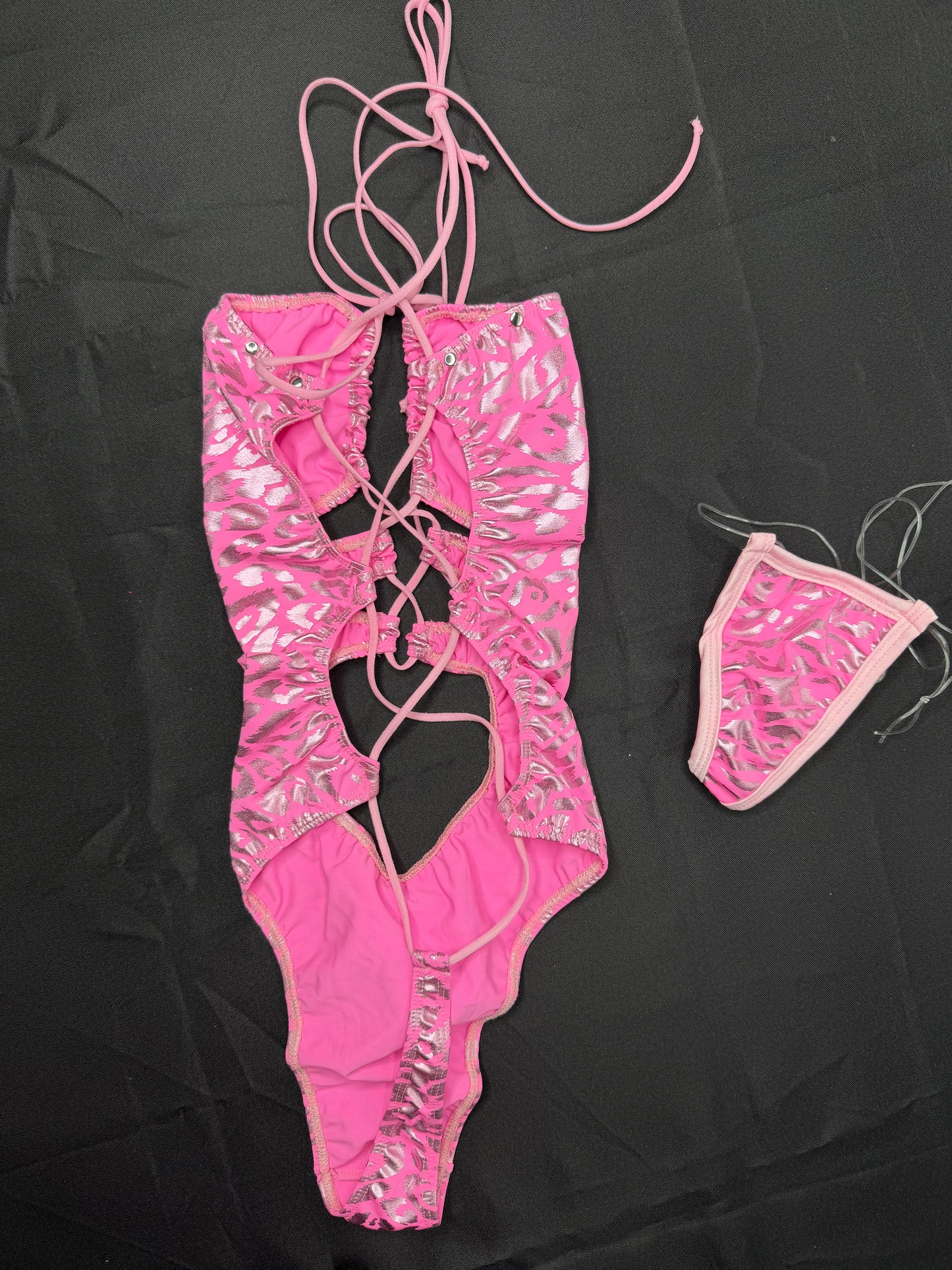 Pink Cheetah Animal Print One-Piece Lingerie Outfit