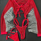 Black/Red Sparkle Mesh One-Piece Stripper Outfit