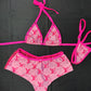 Hot Pink/Baby Pink Spandex Two-Piece Shorts Lingerie Outfit