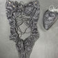 Black Flower Lace One-Piece Lingerie Outfit