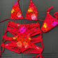 Exotic Dance Wear Two-Piece Outfit Sensual Black/Hot Pink