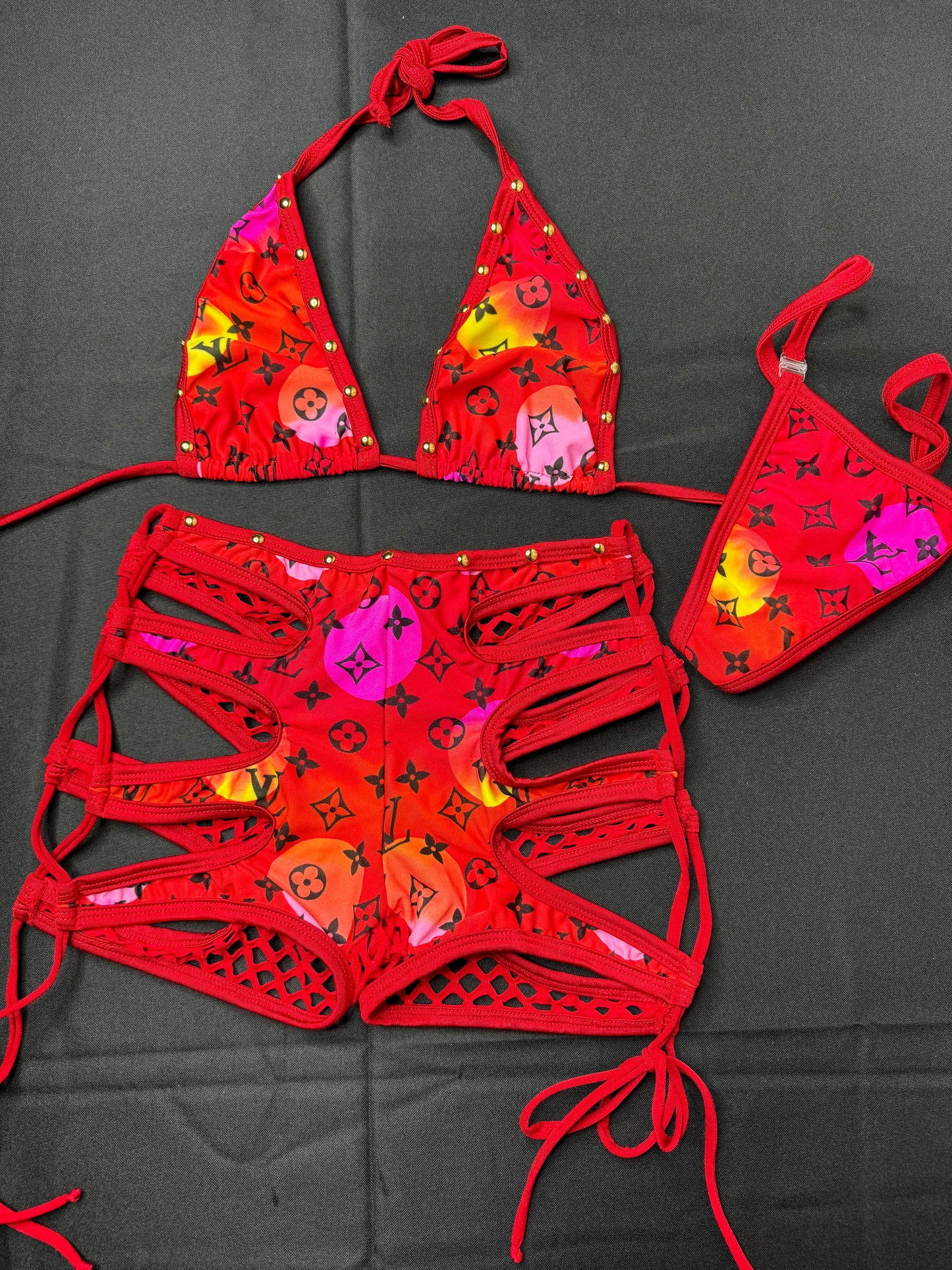 Exotic Dance Wear Two-Piece Outfit Sensual Black/Hot Pink
