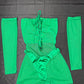 Hunter Green Three-Piece Sleeves/Cheeky Thong Lingerie Outfit