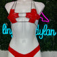 Red Latex Two-Piece Bikini Lingerie Outfit