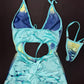 Navy/Cyan Ombré One-Piece Ripped Back Lingerie Outfit