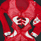 Heart Kitty Print/Red Fishnet Spandex One-Piece Romper Lingerie Outfit