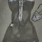 Metallic Black/Black Fishnet One-Piece Lingerie Outfit