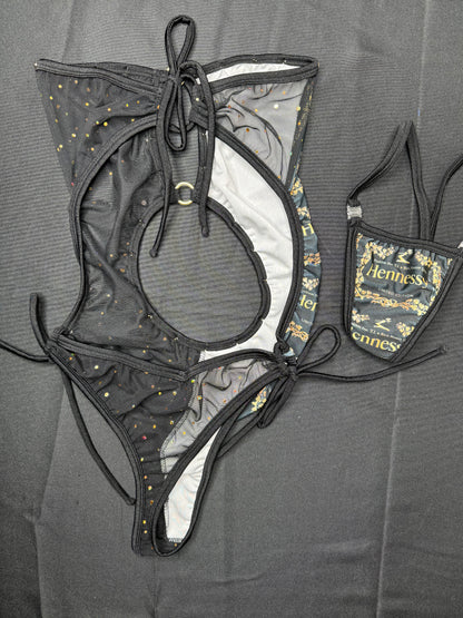 Black Mesh/Spandex One-Piece Exotic Dancer Outfit