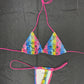 Metallic Rainbow Two-Piece Micro Lingerie Outfit