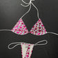 Heart Holographic Two-Piece Micro Bikini Lingerie Outfit