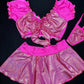 Mystic Hot Pink/Hot Pink Two-Piece Skirt Lingerie Outfit
