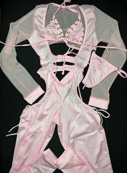 Baby Pink Bartender Body Suit Outfit