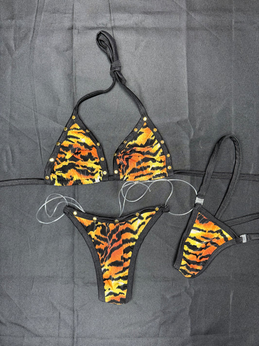 Tiger Animal Print Two-Piece Bikini Lingerie Outfit