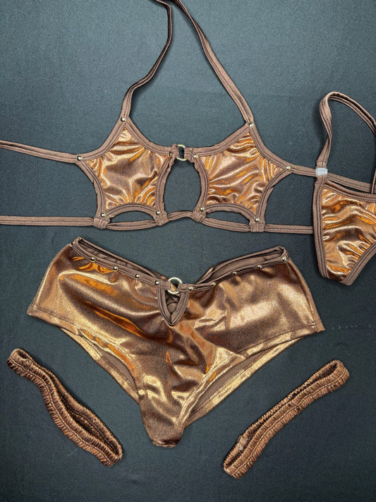 Bronze Star Bikini Top/Shorts Two-Piece Lingerie Outfit