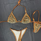 Cheetah Print VELVET/Metallic Copper Spandex Two-Piece Bikini Lingerie Outfit