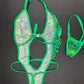 Green Animal Print One-Piece Lingerie Outfit