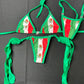 Green Mexican Flag Inspired Two-Piece Bikini Outfit