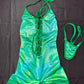 Ombré Green/Green Spandex Ripped Back One-Piece Lingerie Outfit