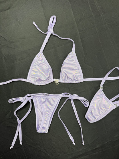Lavender Snake Skin Animal Print Two-Piece Lingerie Outfit