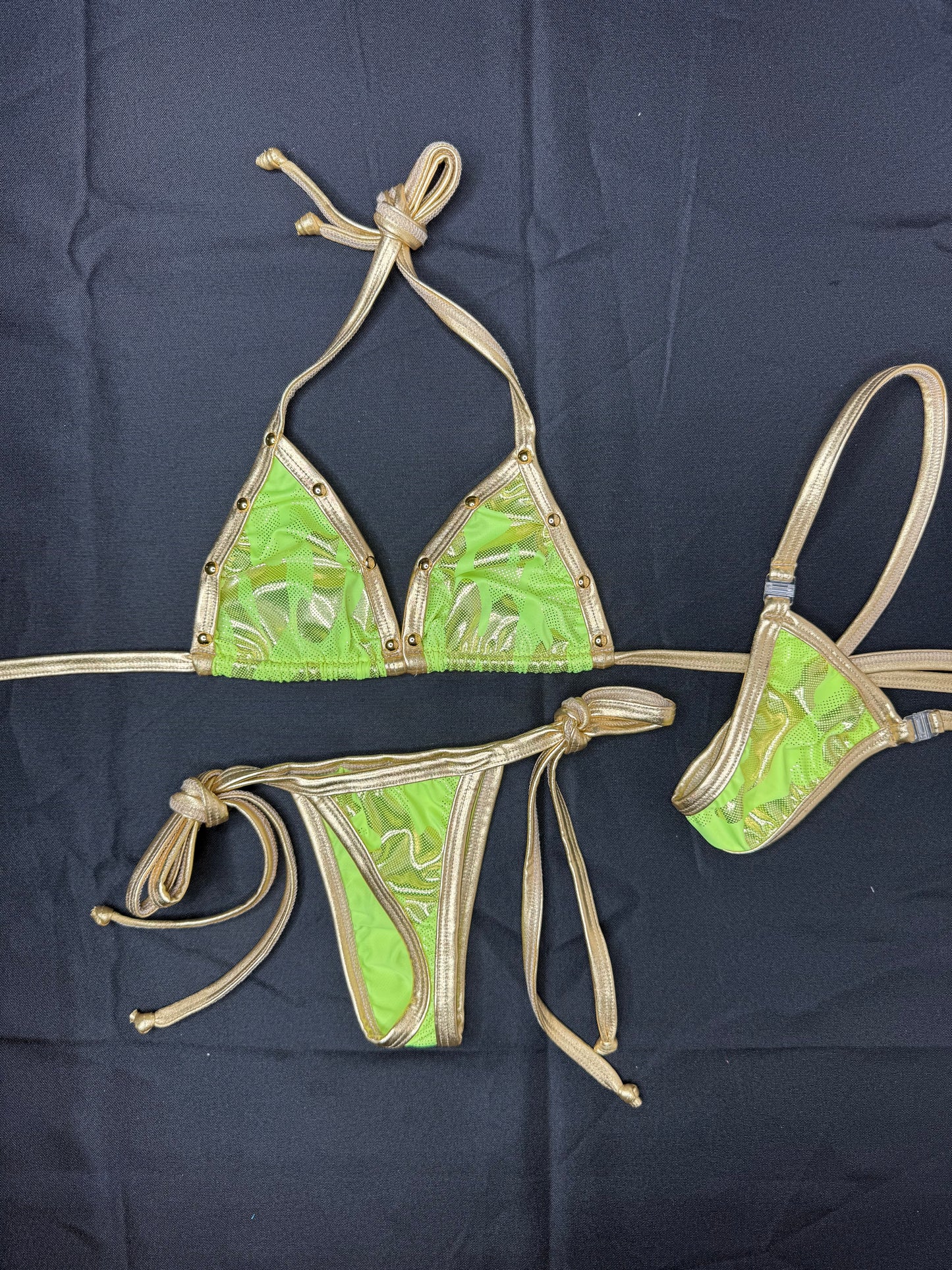 Yellow/Gold Spandex Two-Piece Lingerie Outfit