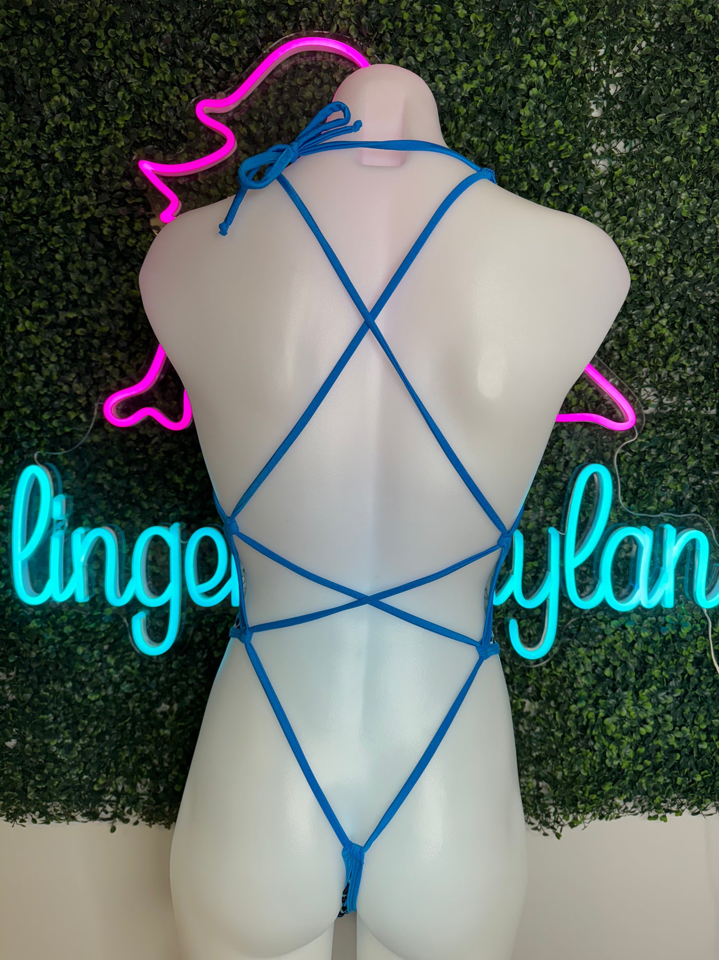 Blue Cheetah Print One-Piece Stripper Outfit