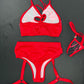 Red Thunder Print Sports Bra/Garter Shorts Two-Piece Lingerie Outfit