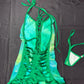 Ombré Green/Green Spandex Ripped Back One-Piece Lingerie Outfit