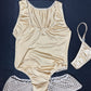 Tan Fishnet Spandex One-Piece Romper Lingerie Outfit